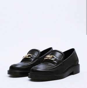 New​ Zara loafers with metal buckle sz 9 USA 40 EUR